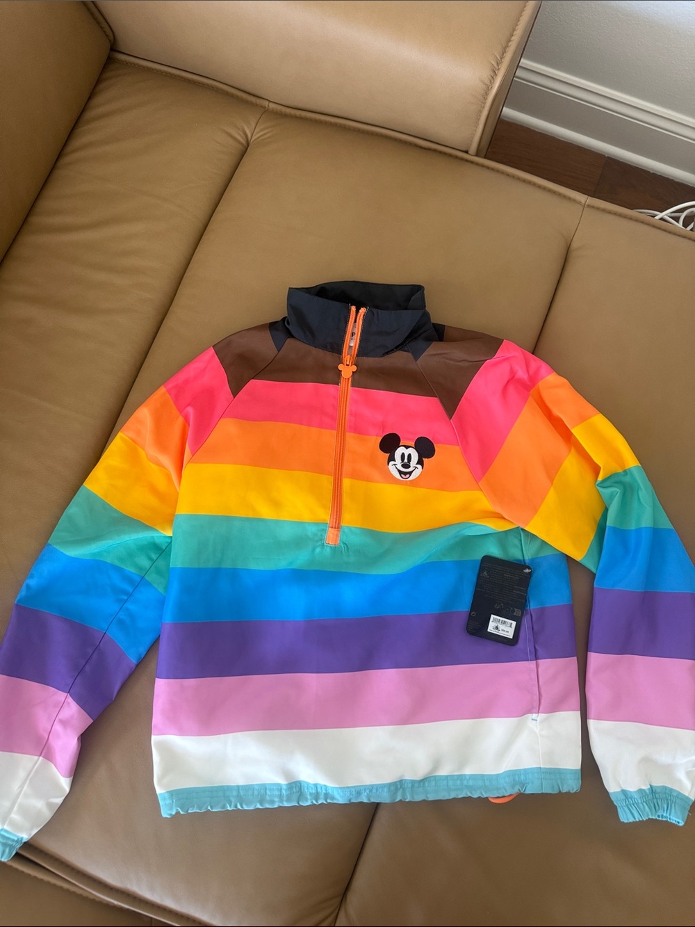 Disney Rainbow Striped Utility Jacket with Mickey Patch - Multicolor
